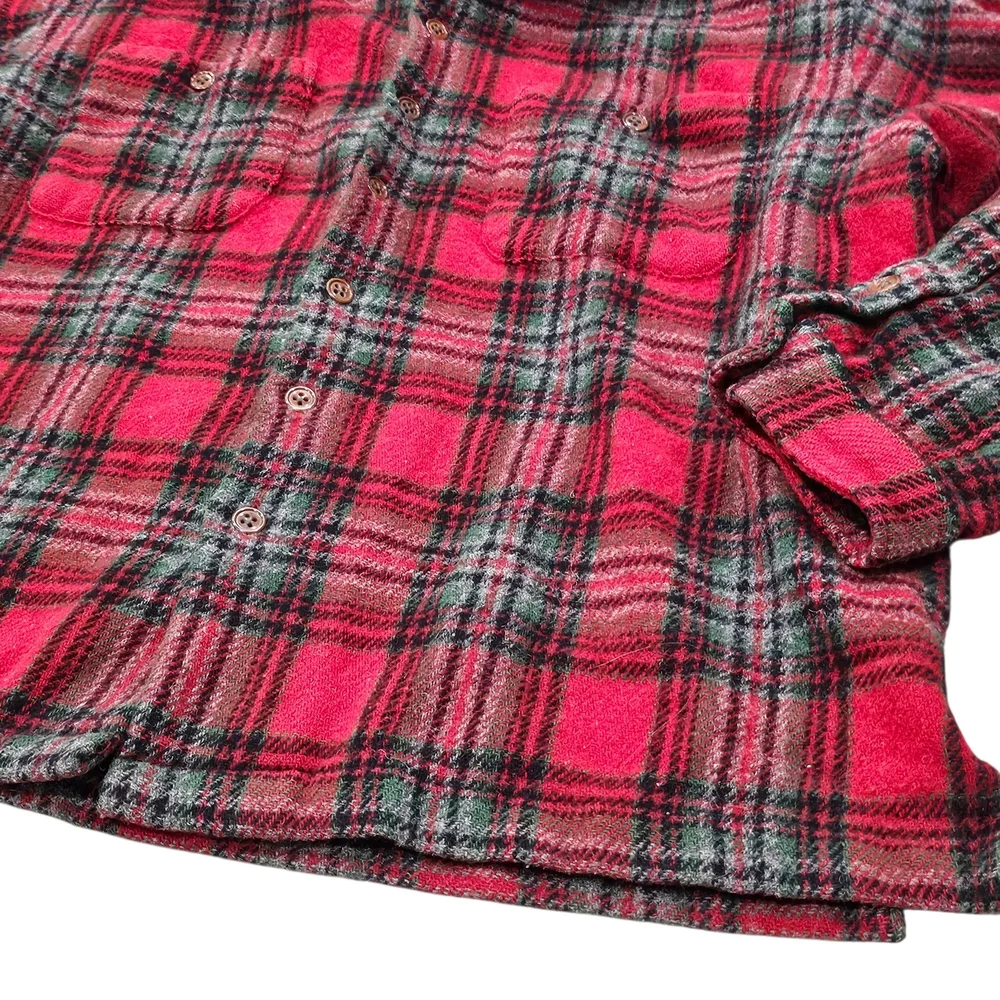 VTG Polo Ralph Lauren 100% Wool Plaid Flannel‎ Shirt Jacket L XL USA